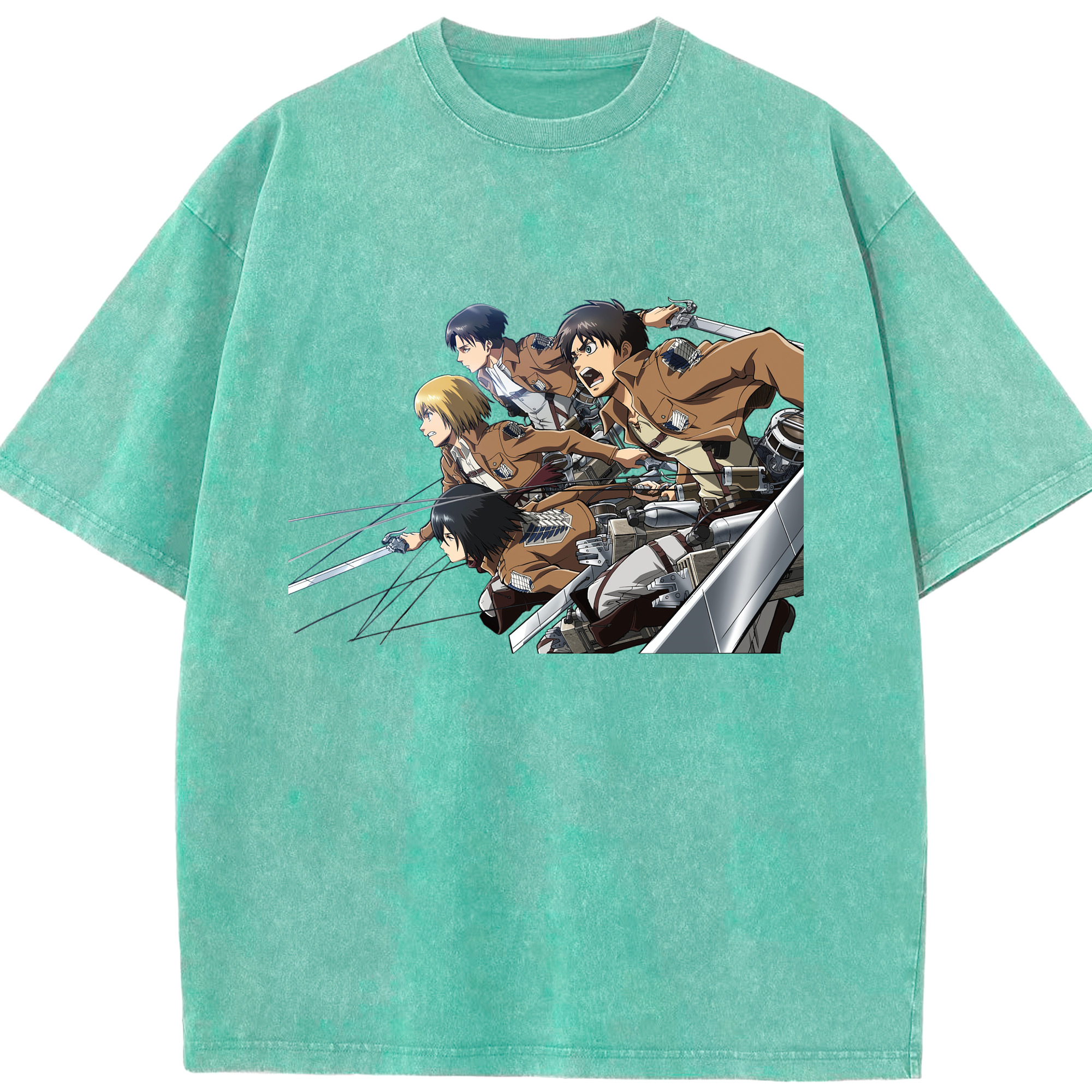 （画像用） 進撃の巨人 Attack on Titan 綿100% ヴィンテージ風 半袖Tシャツ（フロントプリント）